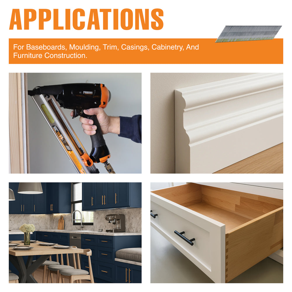 15-Gauge 34 Degree Angle 1-1/2" Tape Collated Finish Nails (1000 Count)