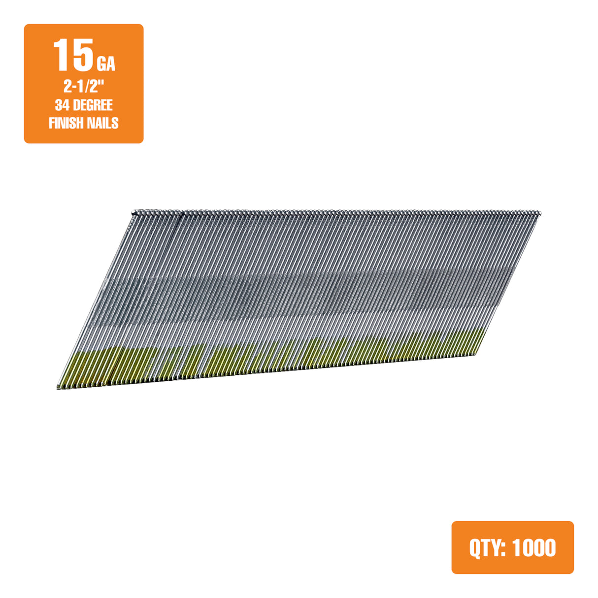 15-Gauge 34 Degree Angle 2-1/2" Tape Collated Finish Nails (1000 Count)