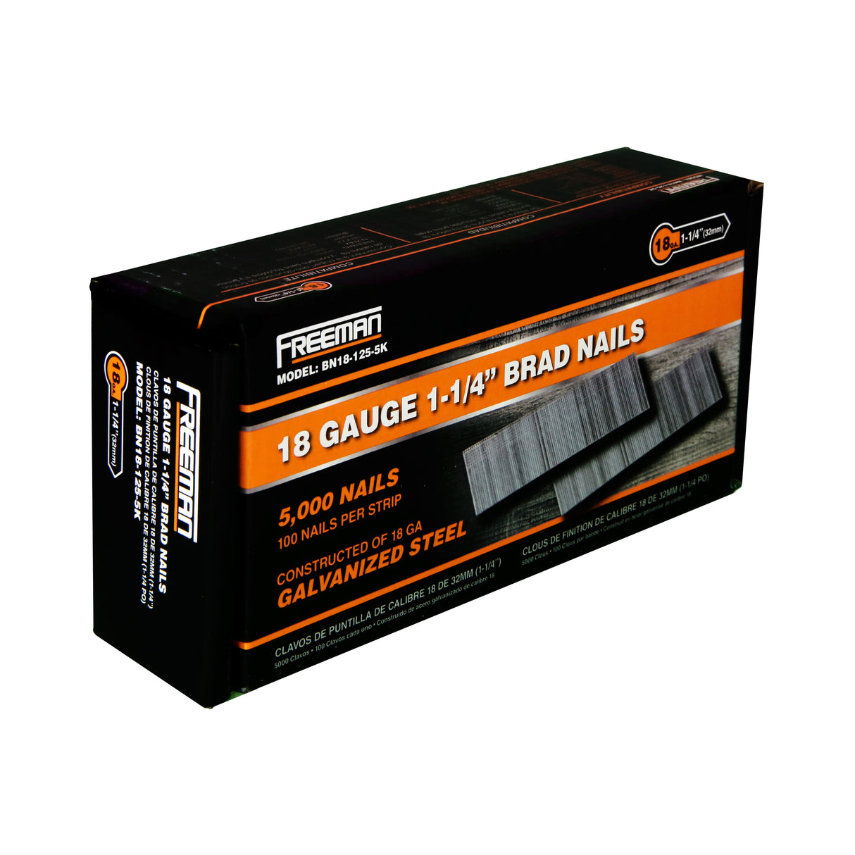 18-Gauge 1-1/4" Glue Collated Brad Nails (5000 Count)