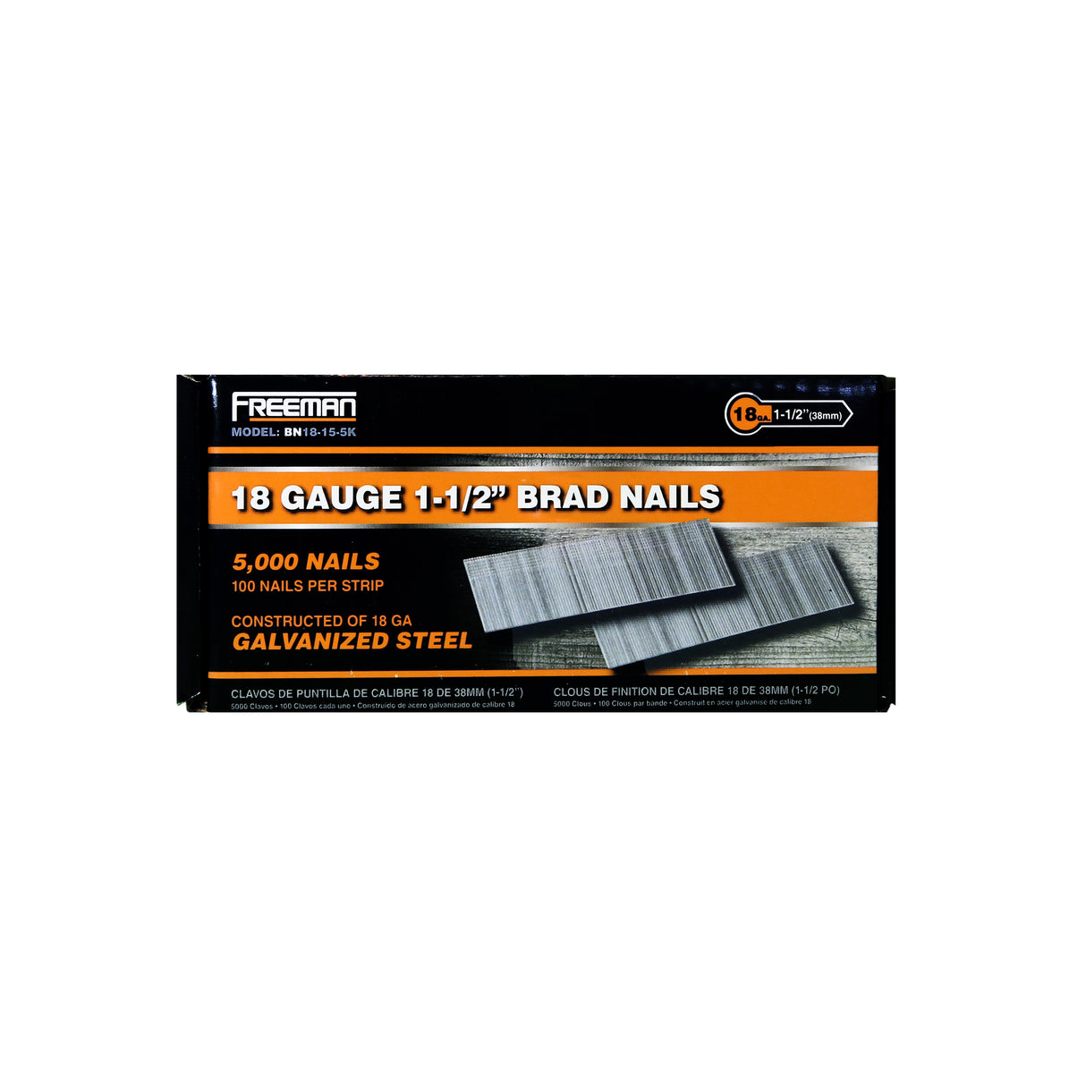 18-Gauge 1-1/2" Glue Collated Brad Nails (5000 Count)