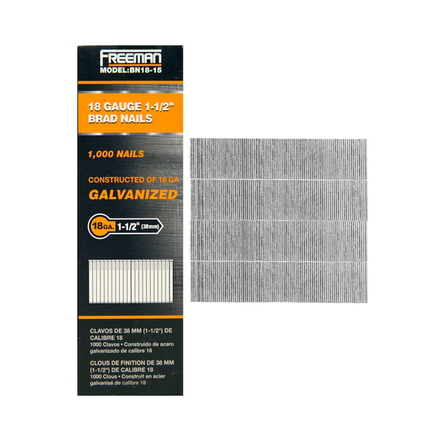 BN18-15 18-Gauge 1-1/2" Glue Collated Brad Nails (1000 Count)