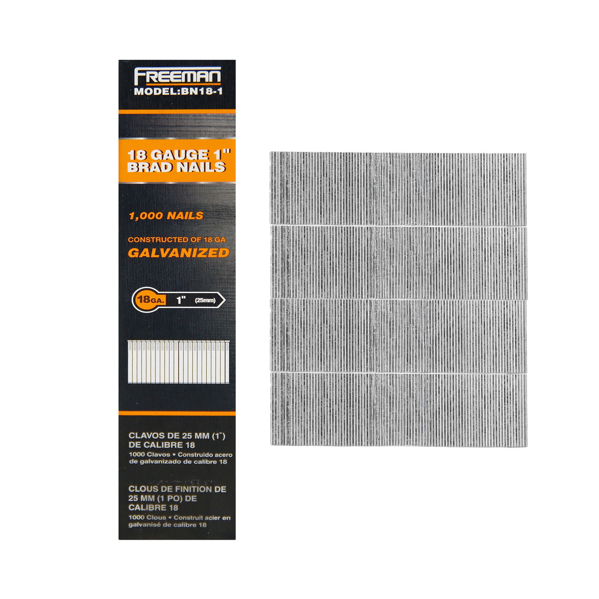 BN18-1 18-Gauge 1" Glue Collated Brad Nails (1000 Count)