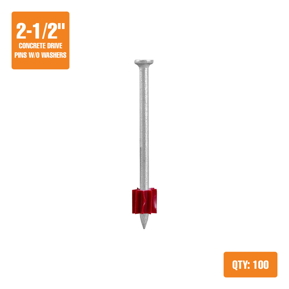 CNDPN25 2-1/2" Concrete Drive Pins without Washers (100 Count)