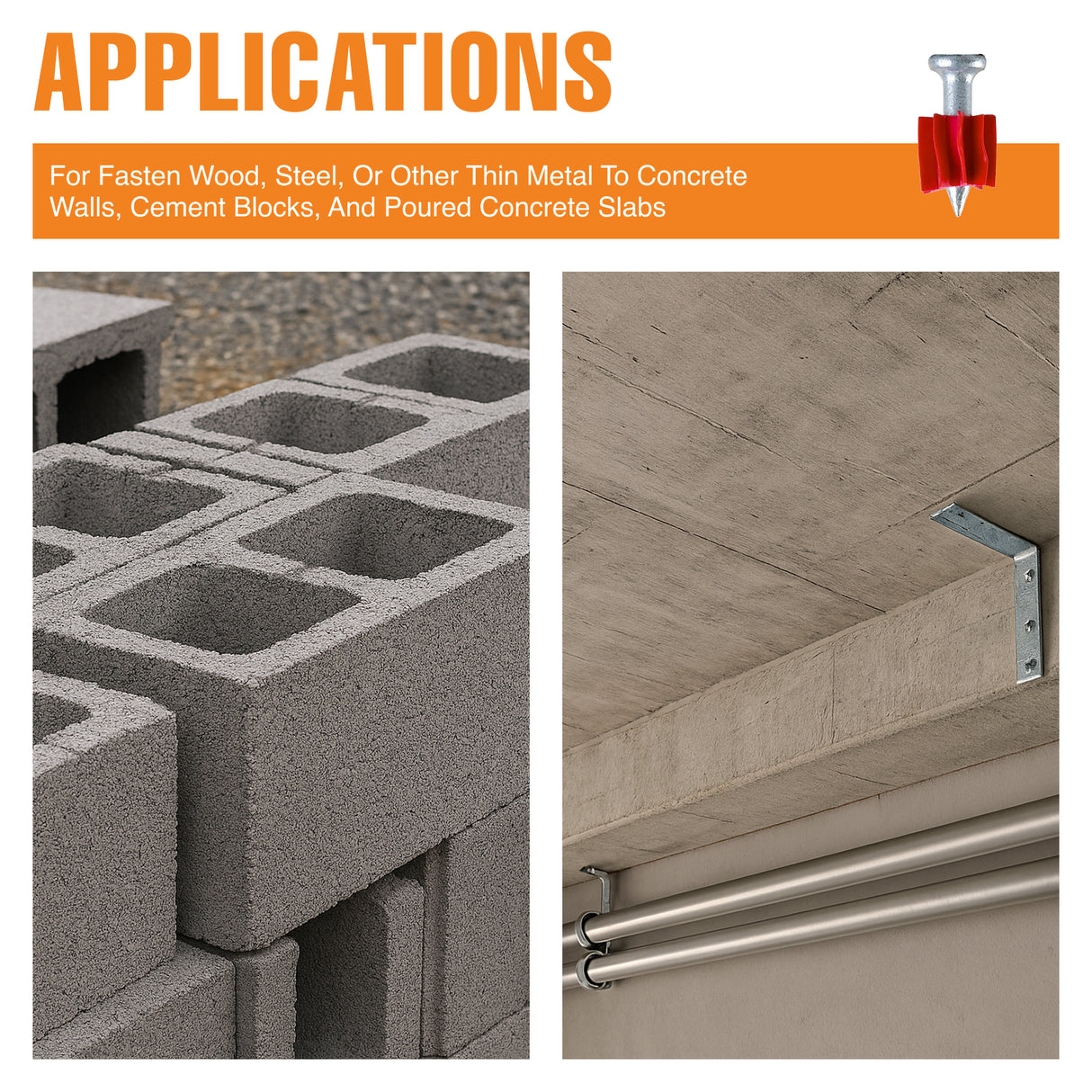 CNDPN34 3/4" Concrete Drive Pins without Washers (100 Count)