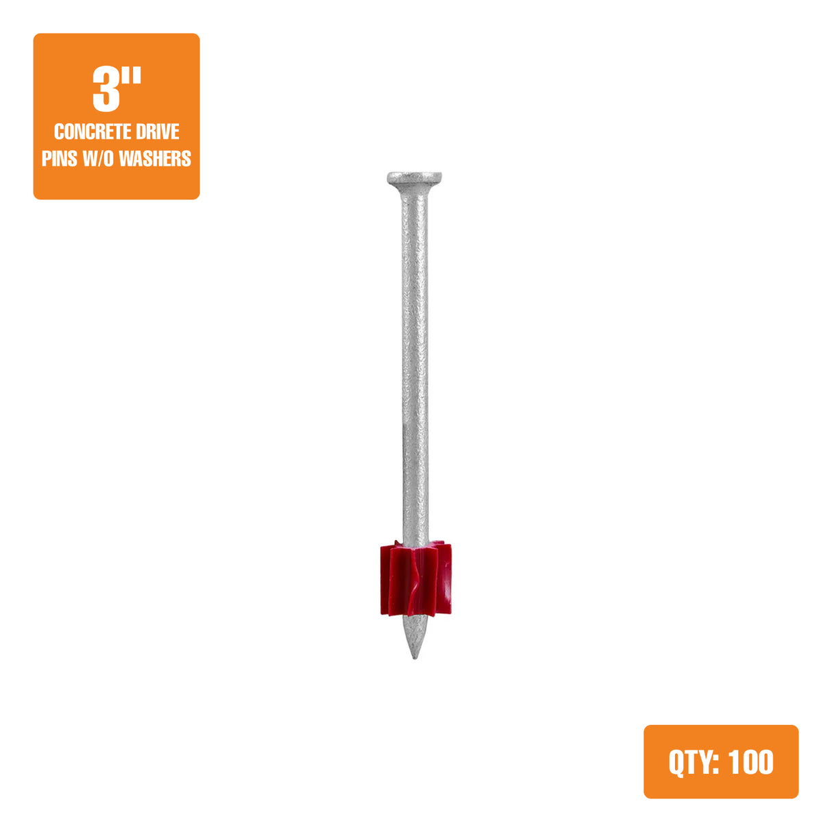 CNDPN3 3" Concrete Drive Pins without Washers (100 Count)