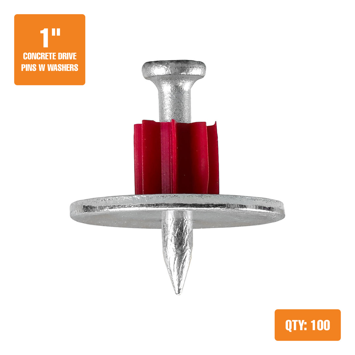CNDPNW1-MC 1" Concrete Drive Pins with Washers (1,000 Count) - BULK