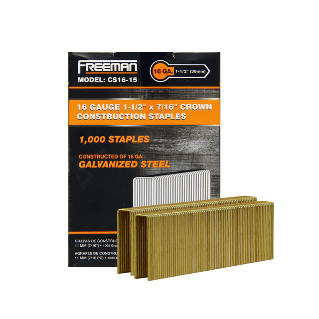 CS16-15 16-Gauge 1-1/2" Glue Collated Construction Staples with 7/16" Crown (1000 Count)