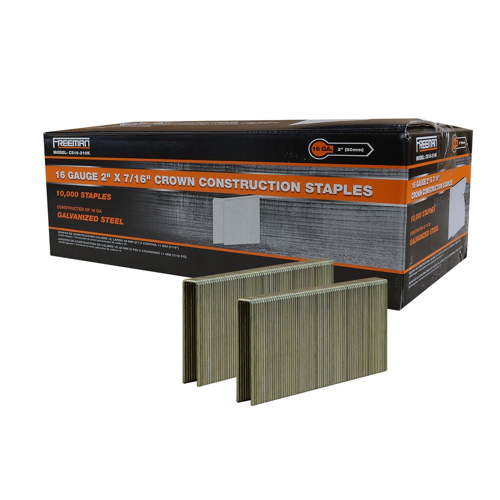 16-Gauge 2" Glue Collated Galvanized Medium Crown Construction Staples with 7/16" Crown (10,000 Count)