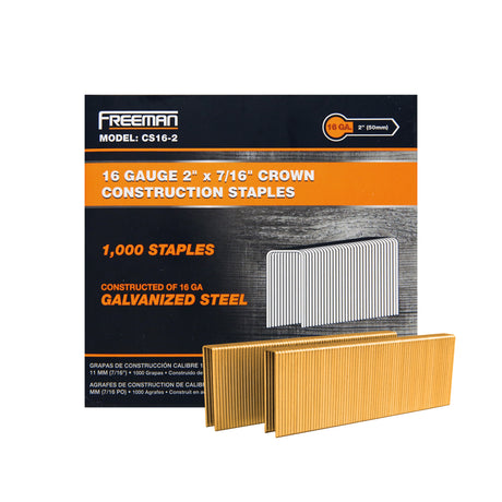CS16-2 16-Gauge 2" Glue Collated Construction Staples with 7/16" Crown (1000 Count)