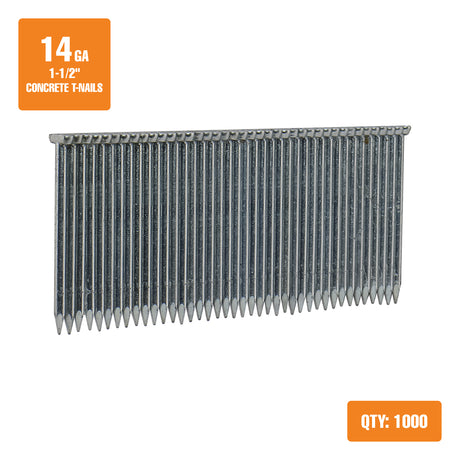 CTN14-15 14-Gauge 1-1/2" Glue Collated Concrete T-Nails (1000 Count)