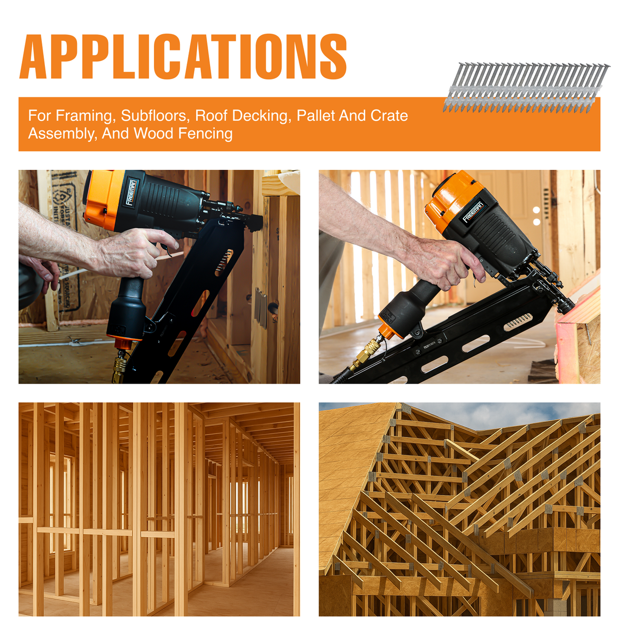 21 Degree .113" x 2" Plastic Collated Galvanized Ring Shank Full Round Head Framing Nails (2000 Count)