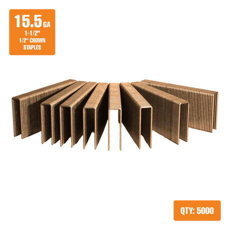15.5-Gauge 1-1/2" Glue Collated Flooring Staples with 1/2" Crown (5000 Count)