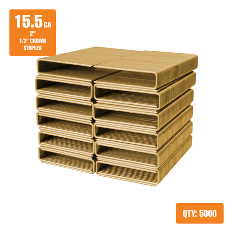 15.5-Gauge 2" Glue Collated Flooring Staples with 1/2" Crown (5000 Count)