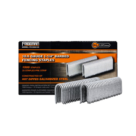 FS105G125 10.5-Gauge 1-1/4" Glue Collated Barbed Fencing Staples (1500 Count)