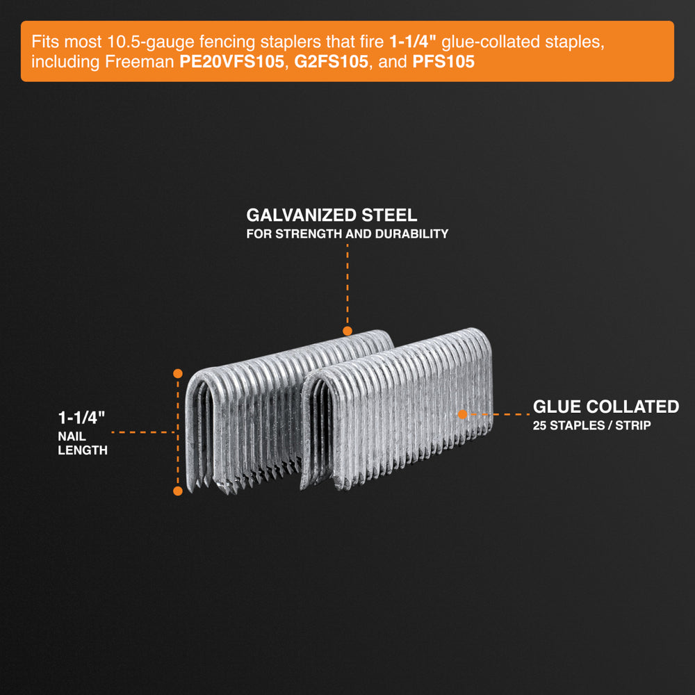 10.5-Gauge 1-1/4" Glue Collated Barbed Fencing Staples (1500 Count)