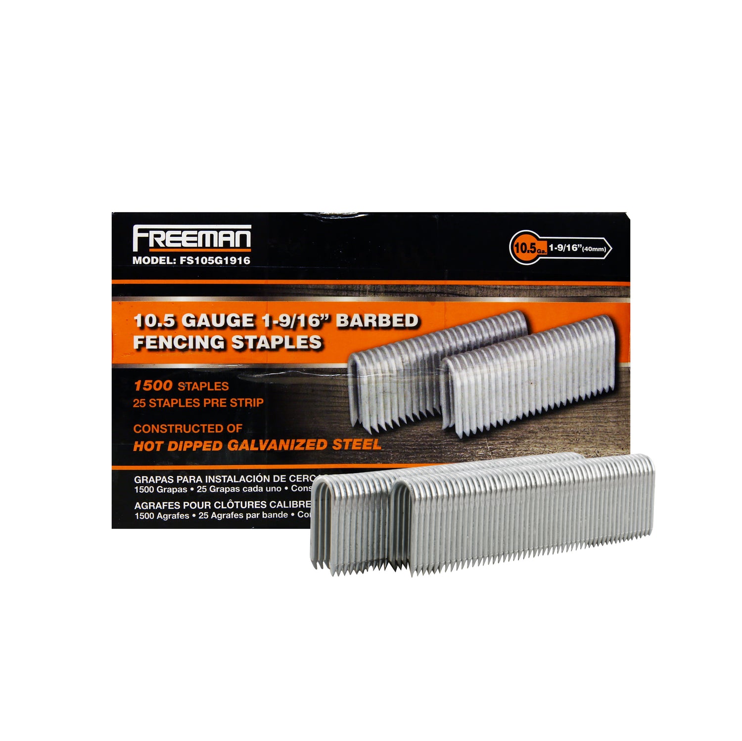 FS105G1916 10.5-Gauge 1-9/16" Glue Collated Barbed Fencing Staples (1500 Count)