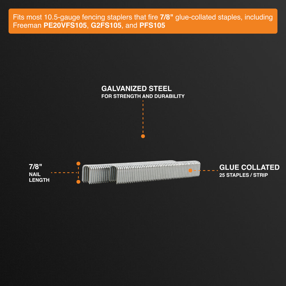 10.5-Gauge 7/8" Glue Collated Barbed Fencing Staples (1500 Count)