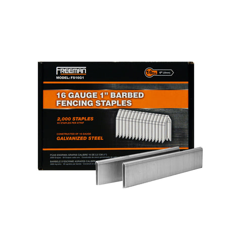 FS16G1 16-Gauge 1" Glue Collated Barbed Fencing Staples (2000 Count)