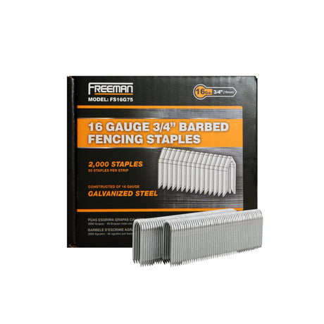 FS16G75 16-Gauge 3/4" Glue Collated Barbed Fencing Staples (2000 Count)
