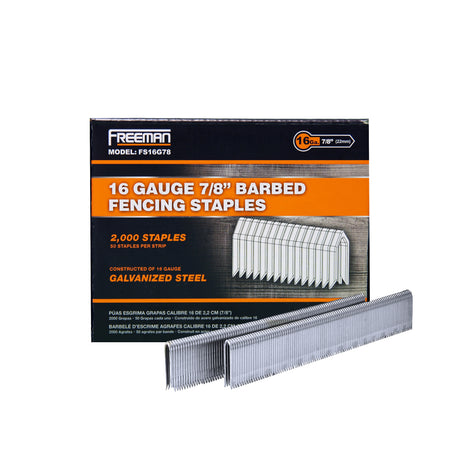 FS16G78 16-Gauge 7/8" Glue Collated Barbed Fencing Staples (2000 Count)