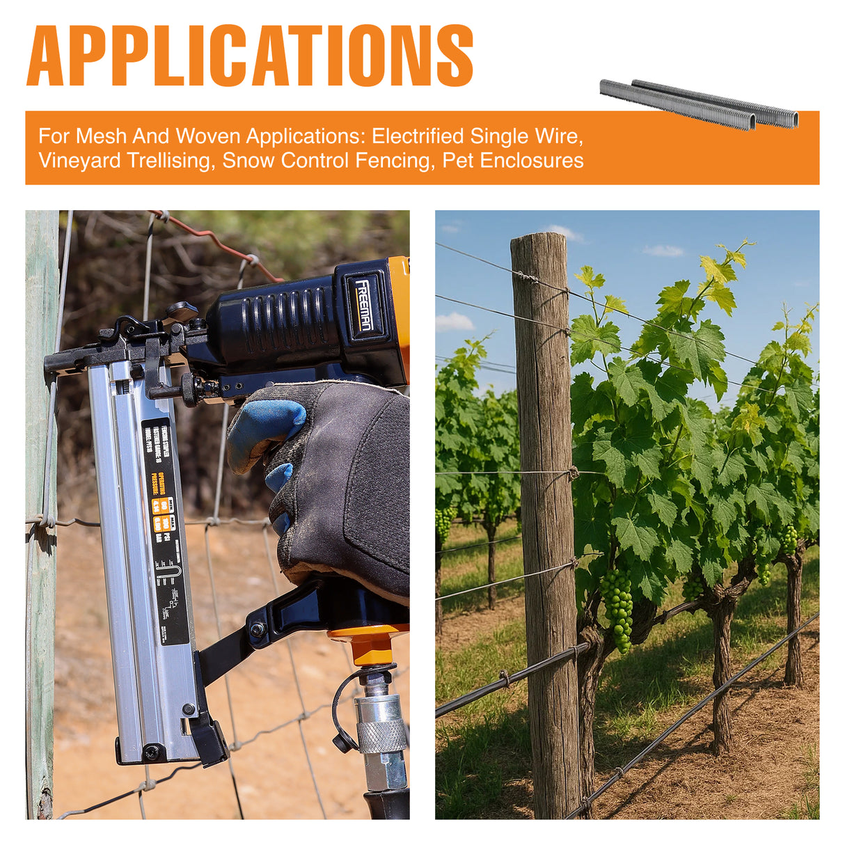 FS18G38 18-Gauge 3/8" Glue Collated Barbed Fencing Staples (5000 Count)