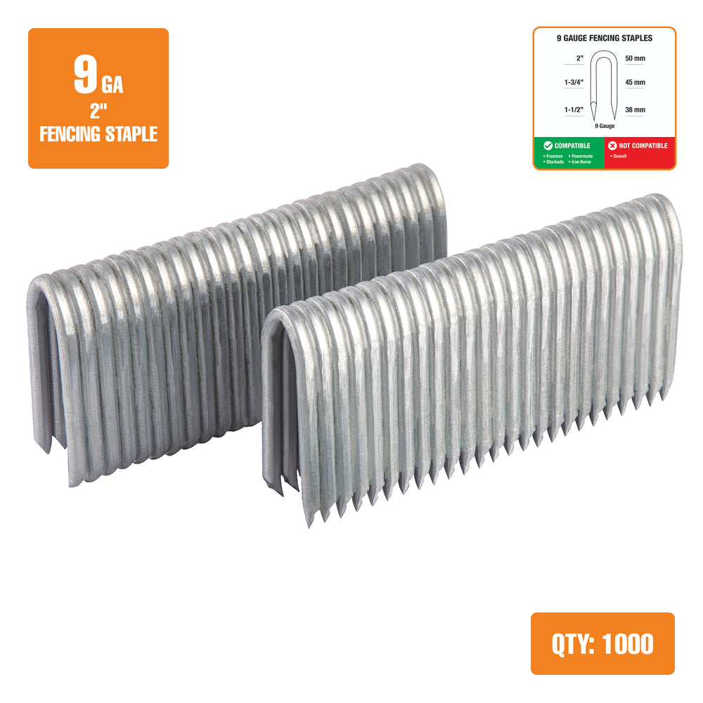 9-Gauge 2" Glue Collated Fencing Staples (1000 Count)