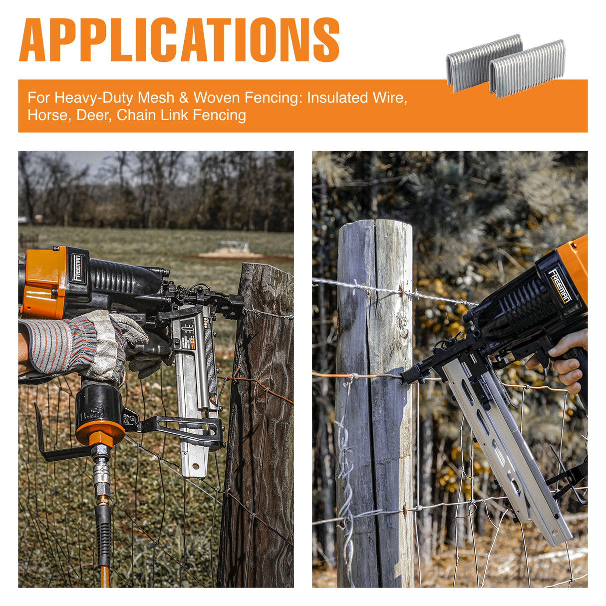 9-Gauge 1-1/2" to 2" Glue Collated Galvanized Fencing Staples (1000 Count)