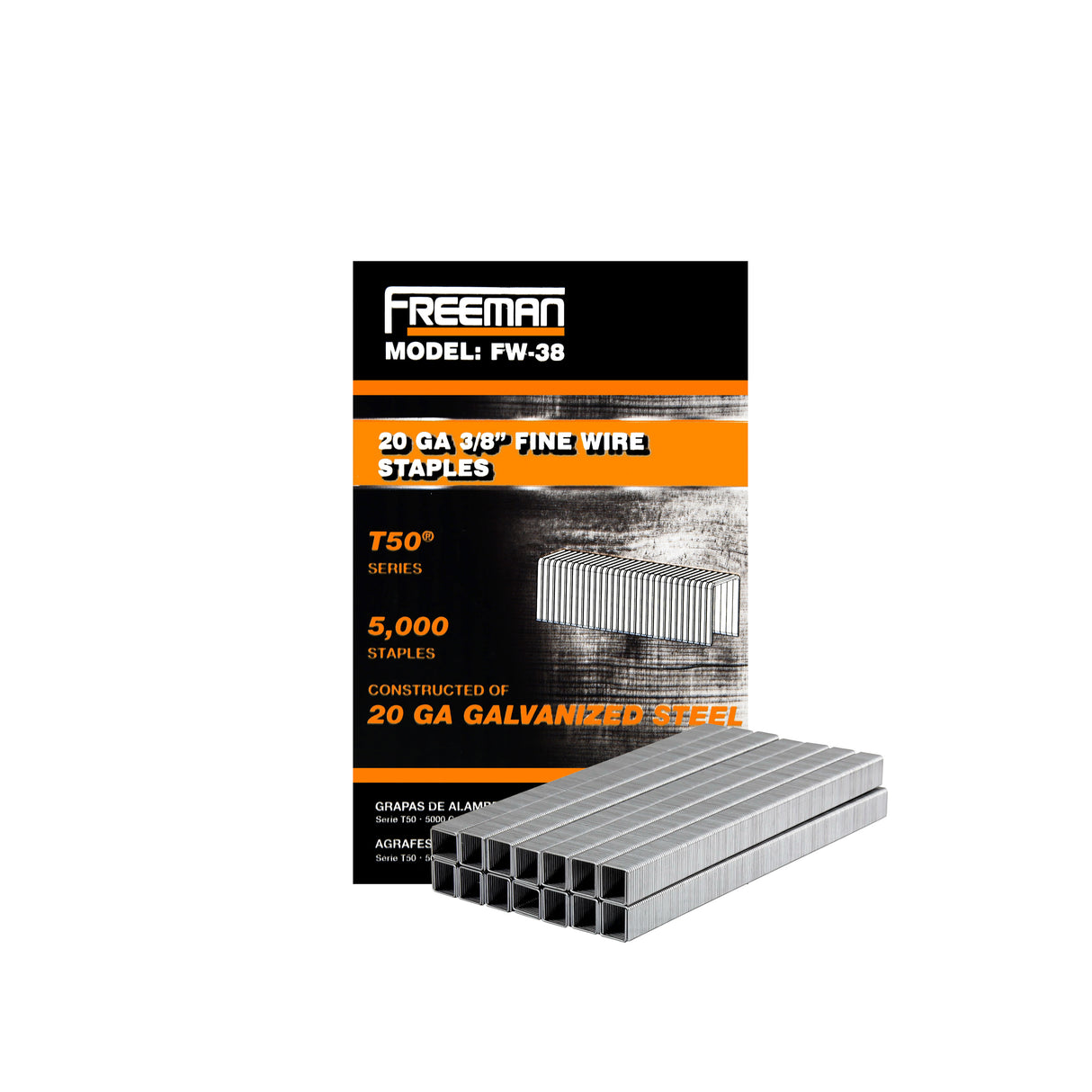 FW-38 20-Gauge 3/8" Glue Collated Fine Wire Staples (5000 Count)