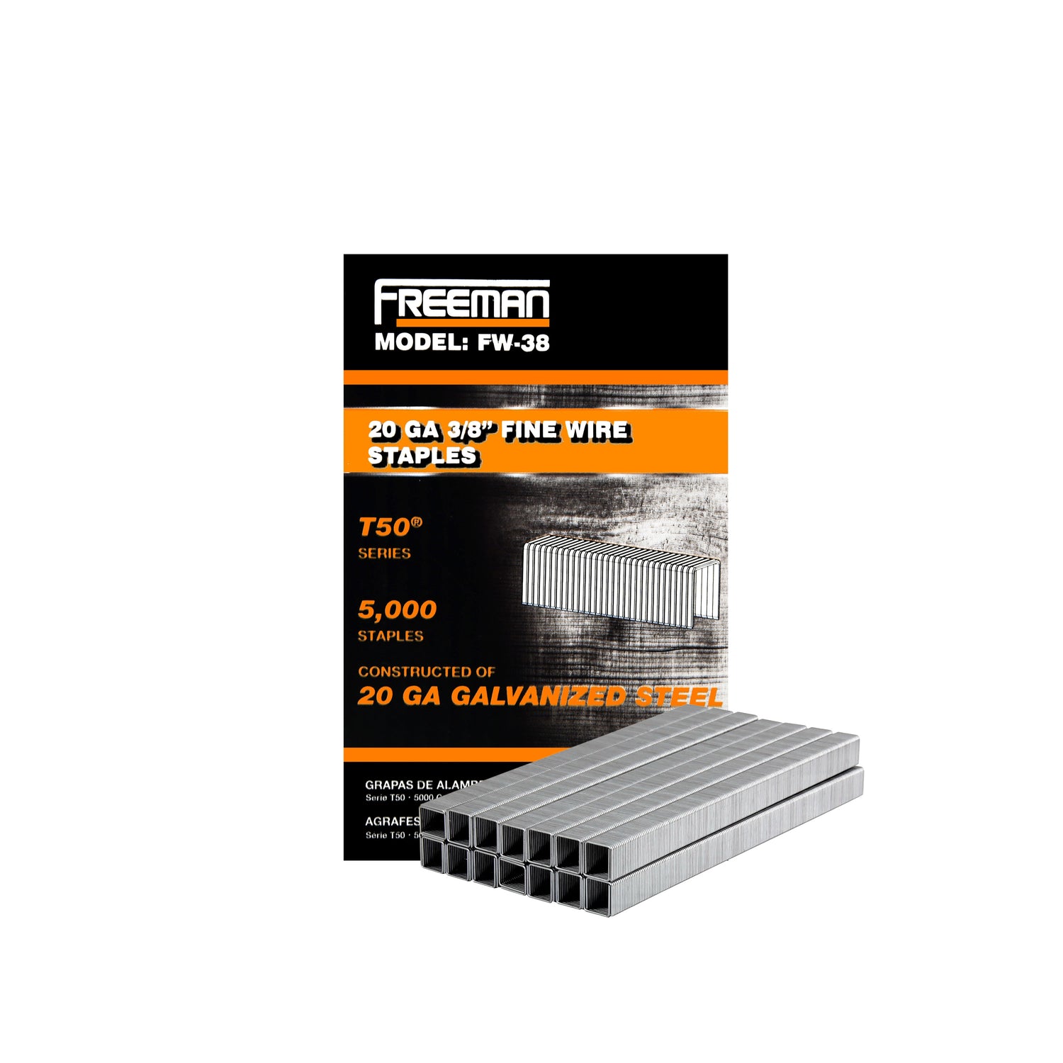 FW-38 20-Gauge 3/8" Glue Collated Fine Wire Staples (5000 Count)
