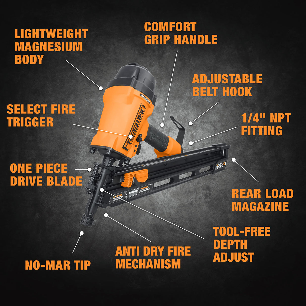 Pneumatic 34 Degree 3-1/2" Framing Nailer, 2nd Generation