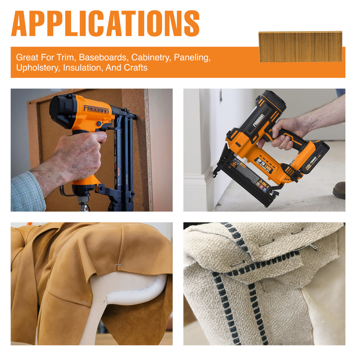 NS18-1C25 18-Gauge 1" Glue Collated Narrow Crown Staples with 1/4" Crown (2500 Count)