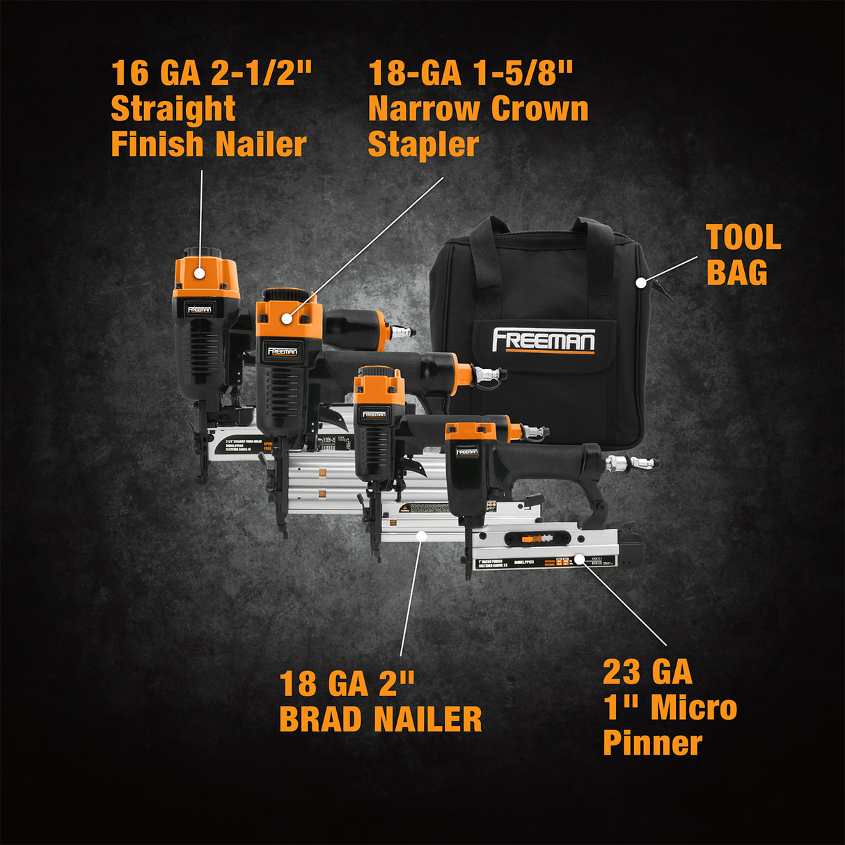 Pneumatic Finishing Nailer Kit with Fasteners (4-Piece)