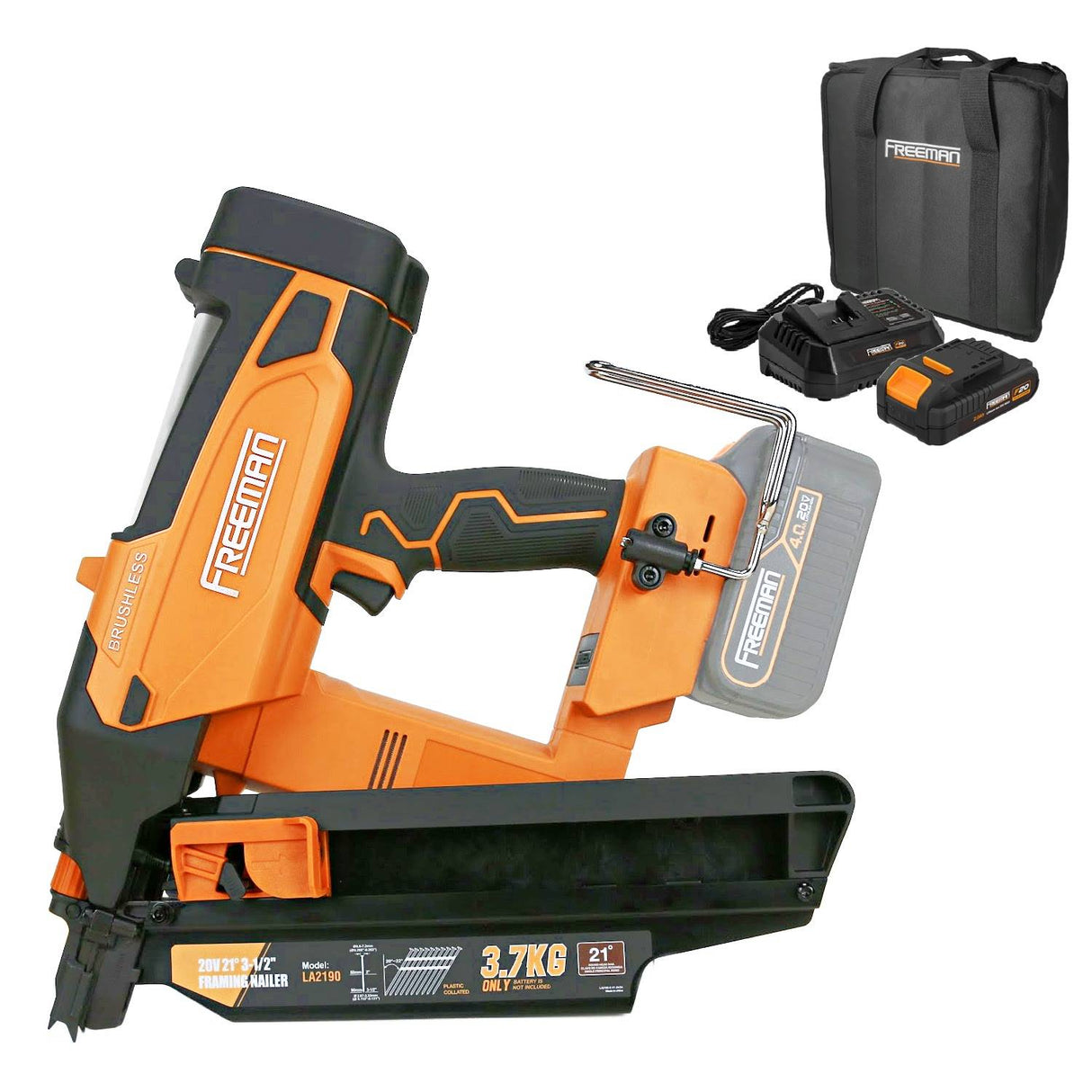 20V Cordless and Brushless 21° 3-1/2" Framing Nailer Kit