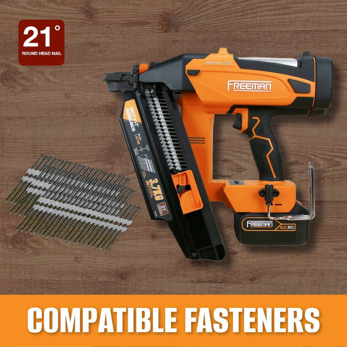 20V Cordless and Brushless 21° 3-1/2" Framing Nailer Kit