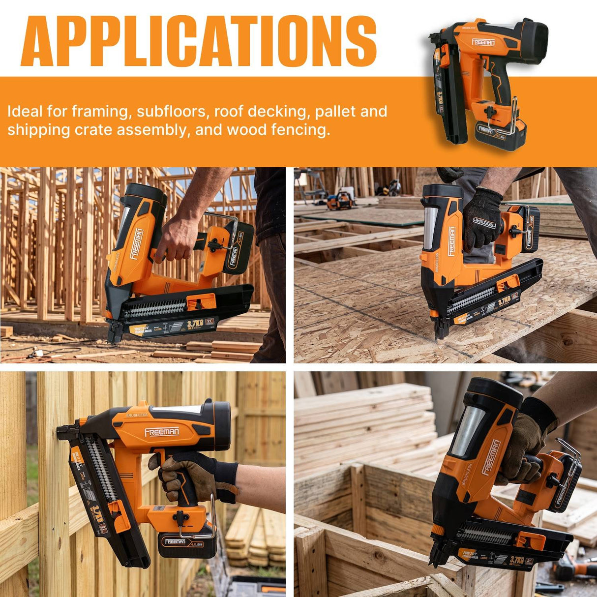 20V Cordless and Brushless 21° 3-1/2" Framing Nailer Kit