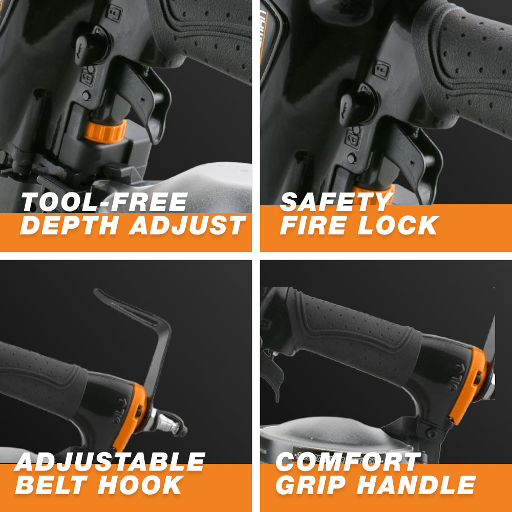 PCN65 Pneumatic 15 Degree 2-1/2" Coil Siding Nailer