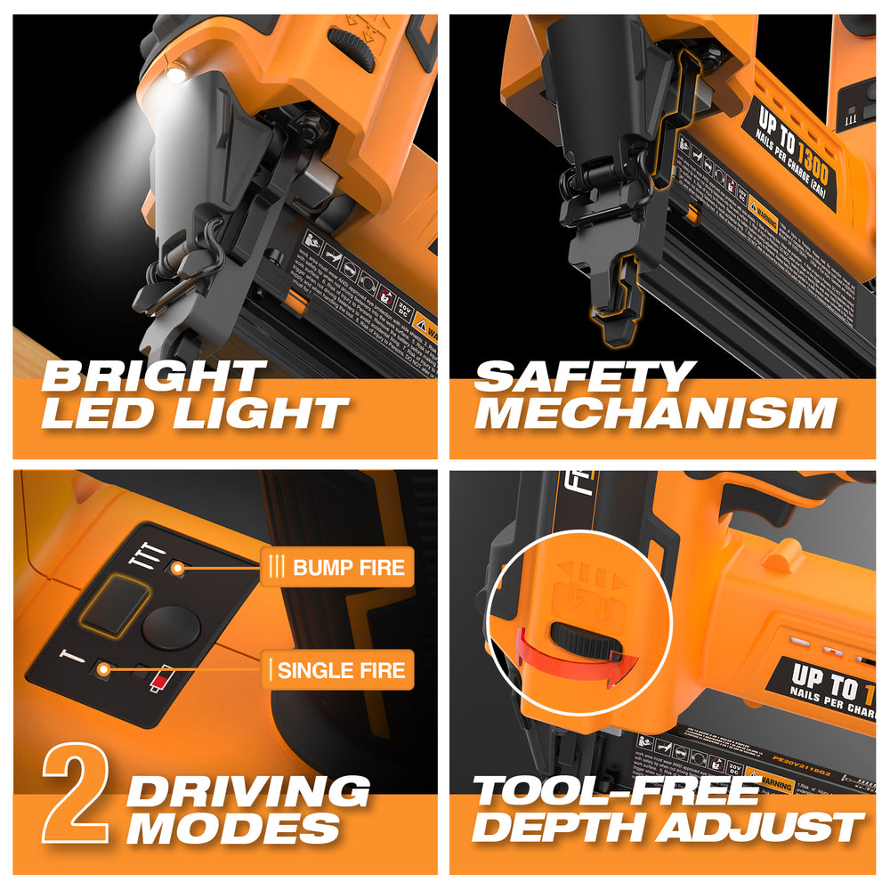 PE20V2118G2 20 Volt Cordless 2-in-1 18-Gauge 2" Nailer / Stapler Kit