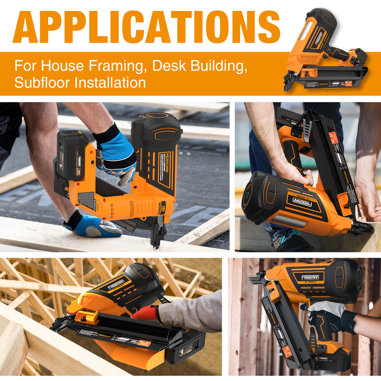 PE20V3490 20 Volt Cordless and Brushless 34 Degree 3-1/2" Framing Nailer Kit