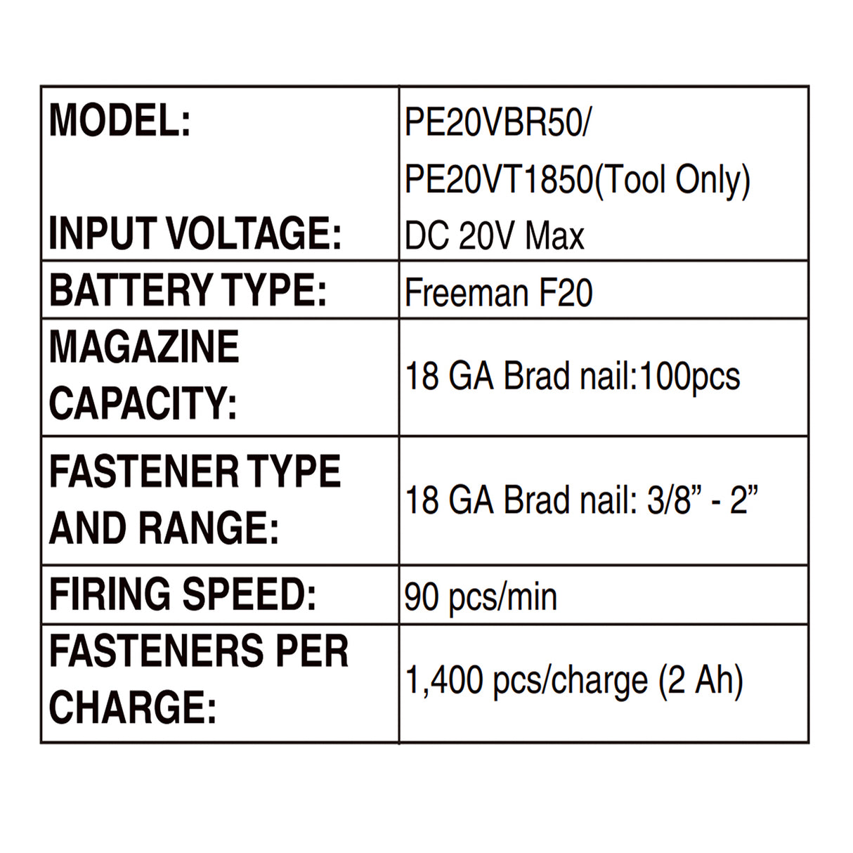 20V Cordless 18-Gauge 2" Brad Nailer