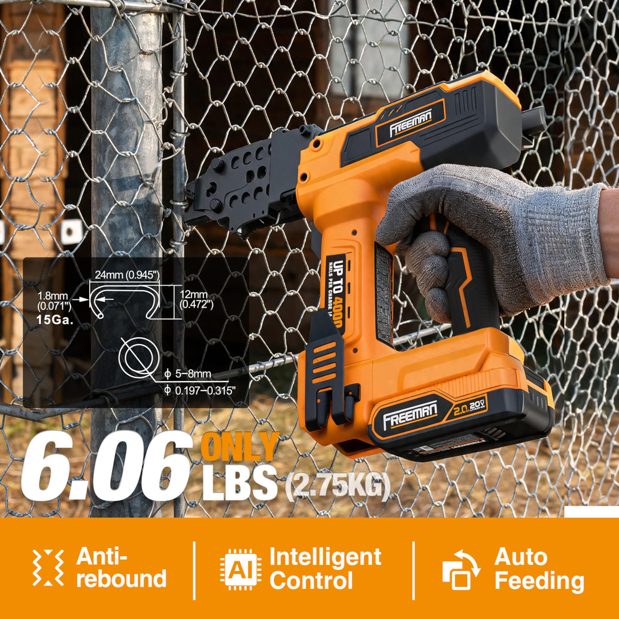20V Cordless 15-Gauge Hog Ring Gun Kit
