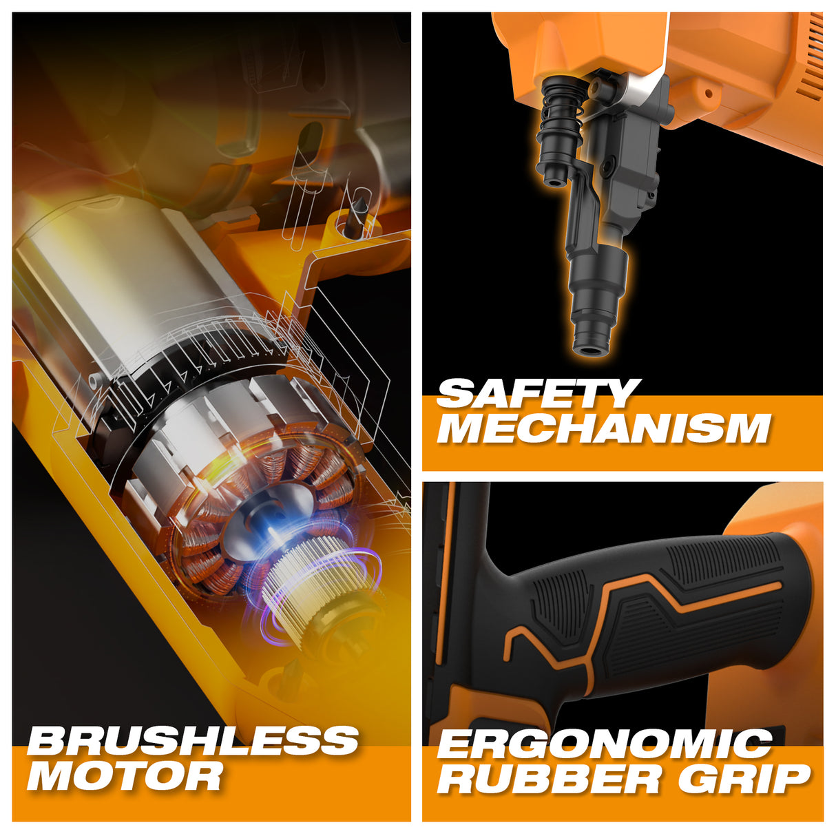 PE20VCNPN 20 Volt Cordless and Brushless 3" Single Pin Concrete Nailer Kit