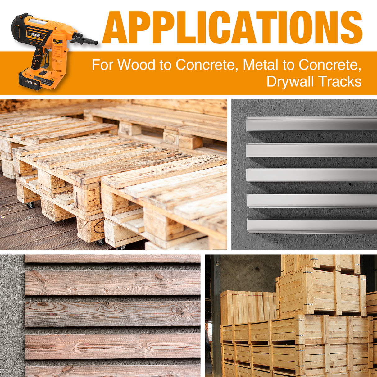 PE20VCNPN 20 Volt Cordless and Brushless 3" Single Pin Concrete Nailer Kit