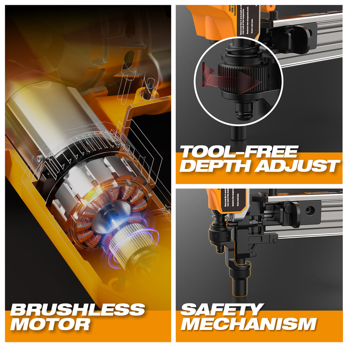 20V Cordless and Brushless 1-1/2" Concrete Strip Pin Nailer