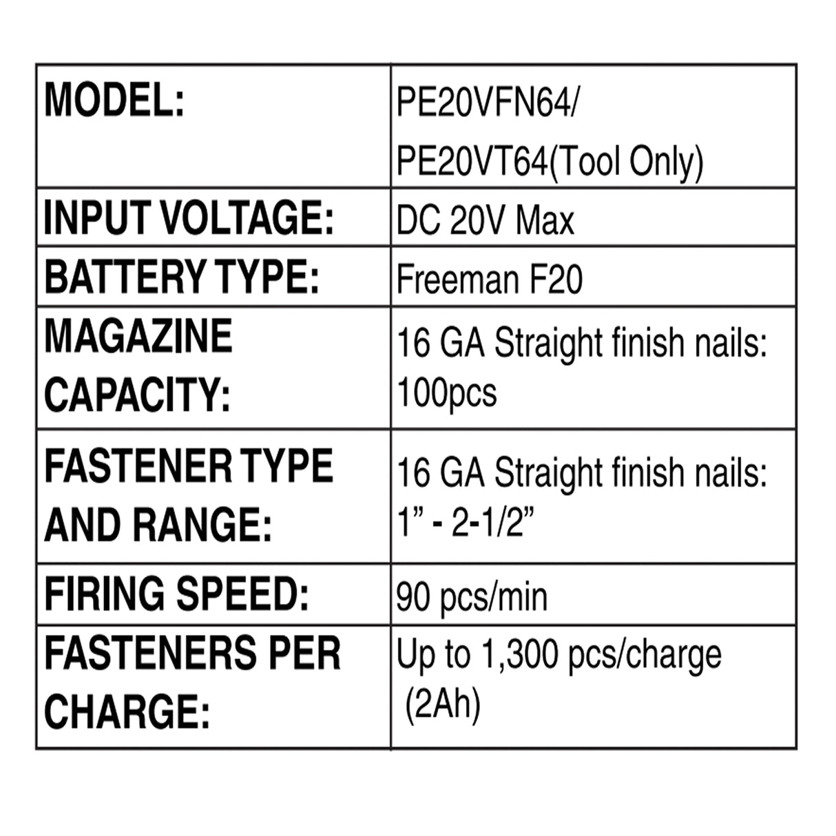 20V Cordless 16-Gauge 2-1/2" Straight Finish Nailer