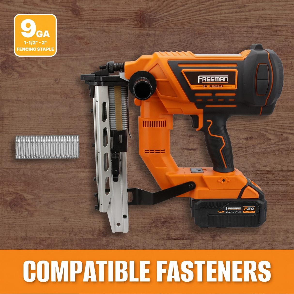 20V Cordless and Brushless 9-Gauge 2" Fencing Stapler