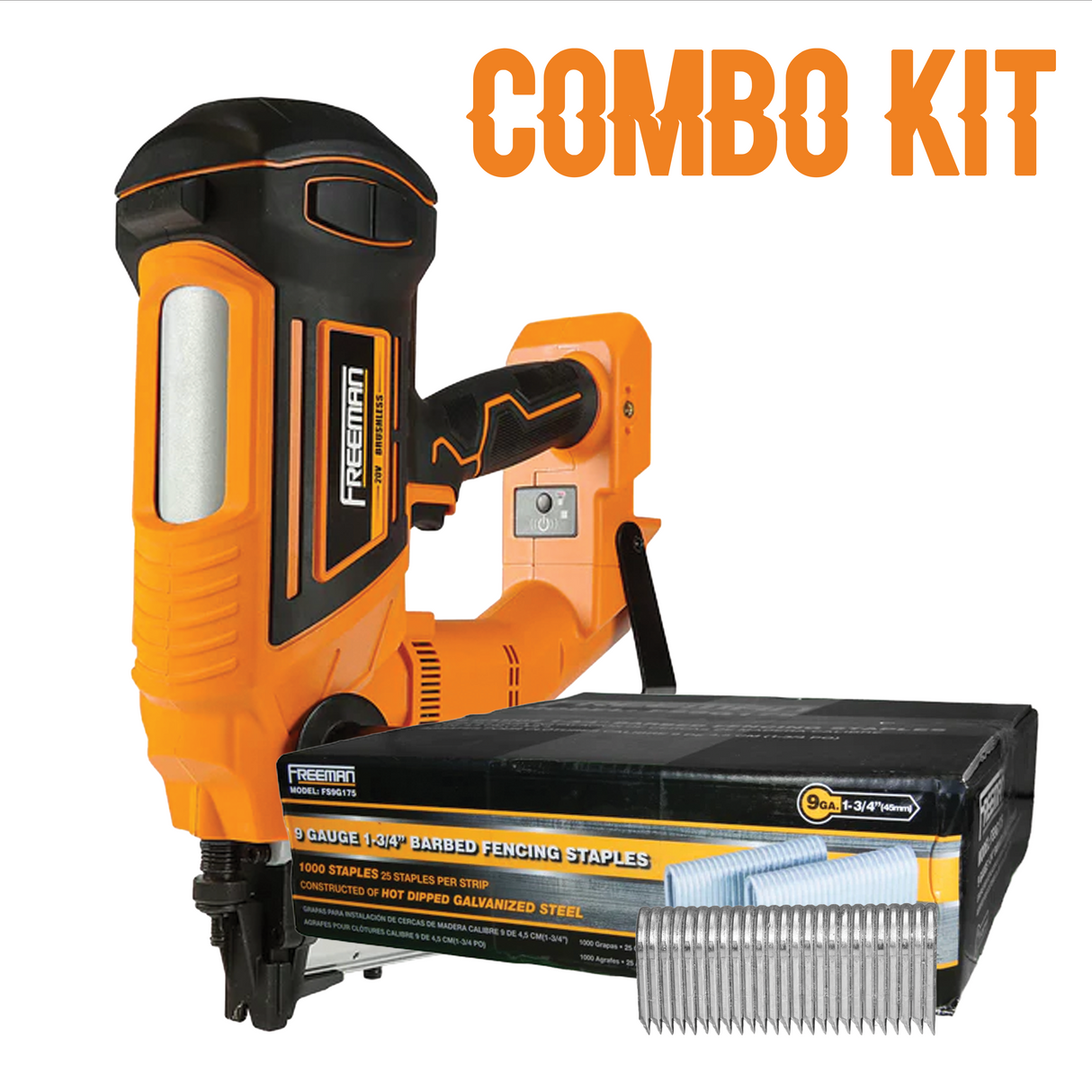 Cordless 9-Gauge Fencing Stapler + 1-3/4" Fencing Staples (1000) Kit