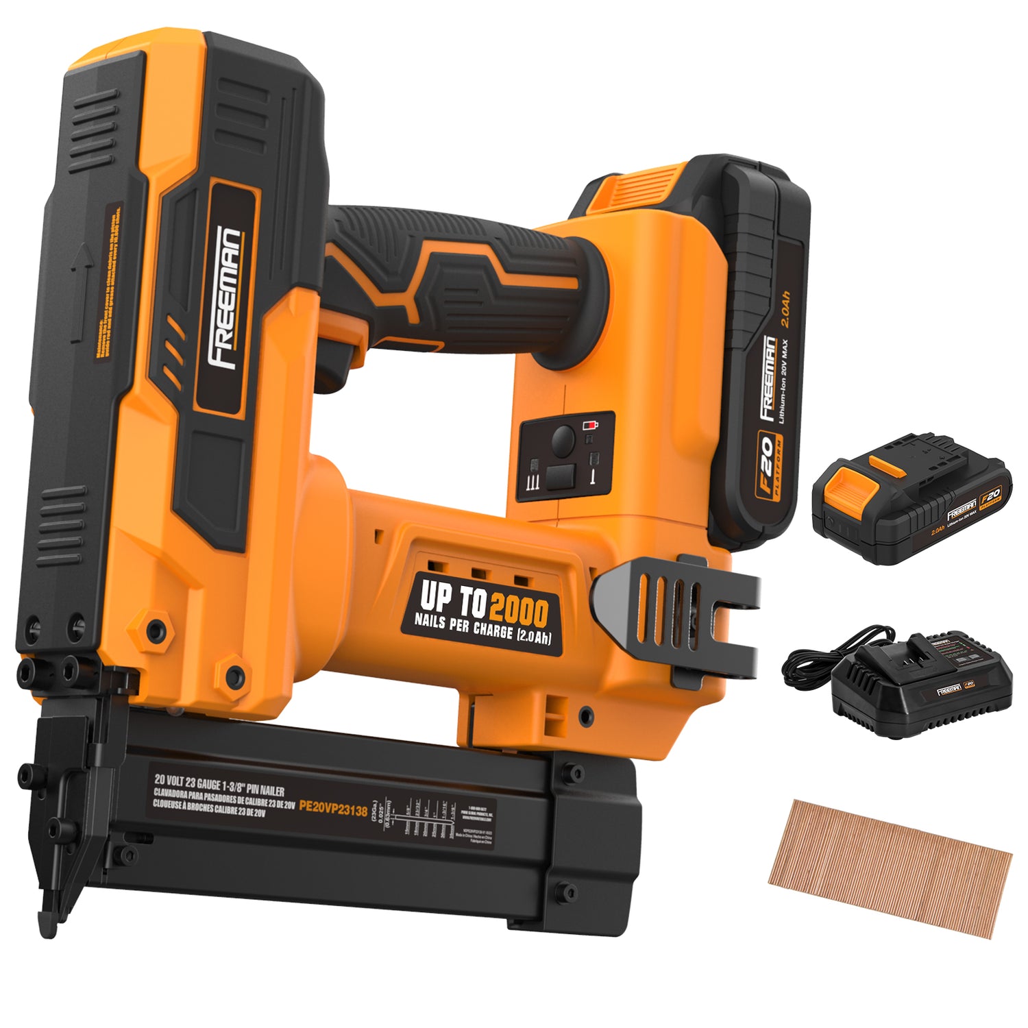 PE20VP23138 20 Volt Cordless 23-Gauge 1-3/8" Pin Nailer Kit
