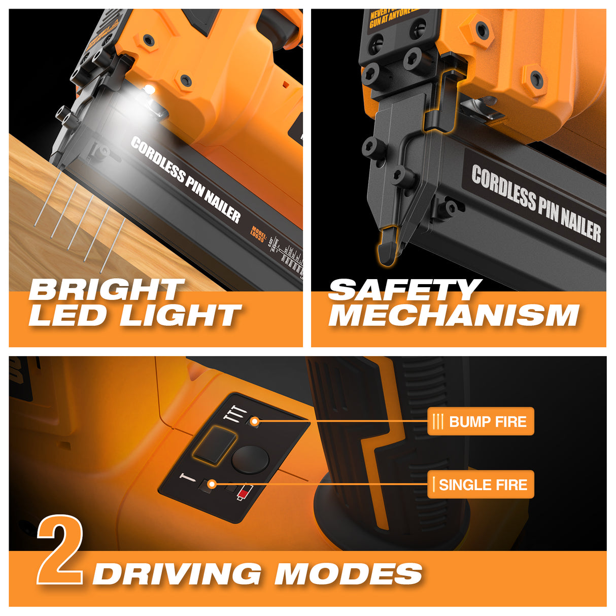 PE20VP23138 20 Volt Cordless 23-Gauge 1-3/8" Pin Nailer Kit