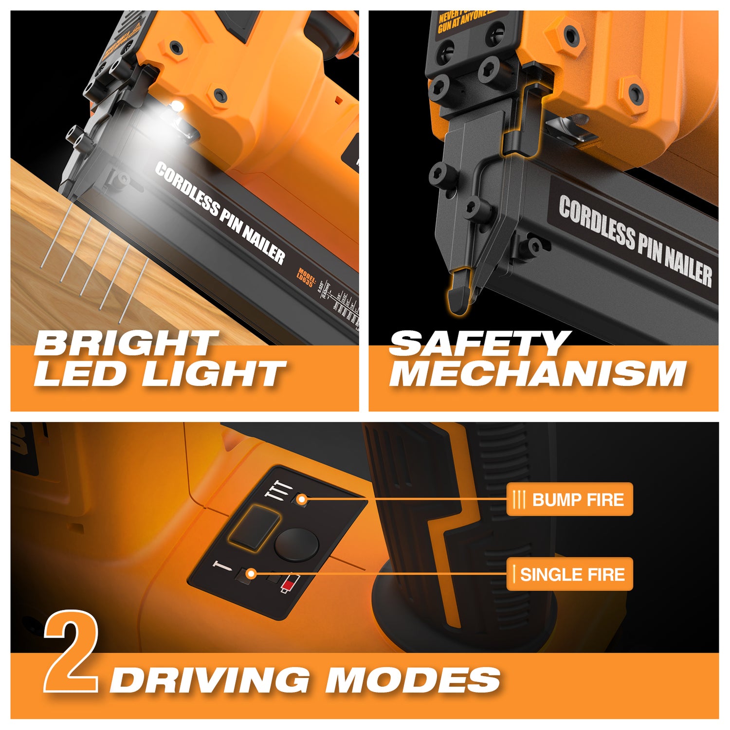 PE20VP23138 20 Volt Cordless 23-Gauge 1-3/8" Pin Nailer Kit