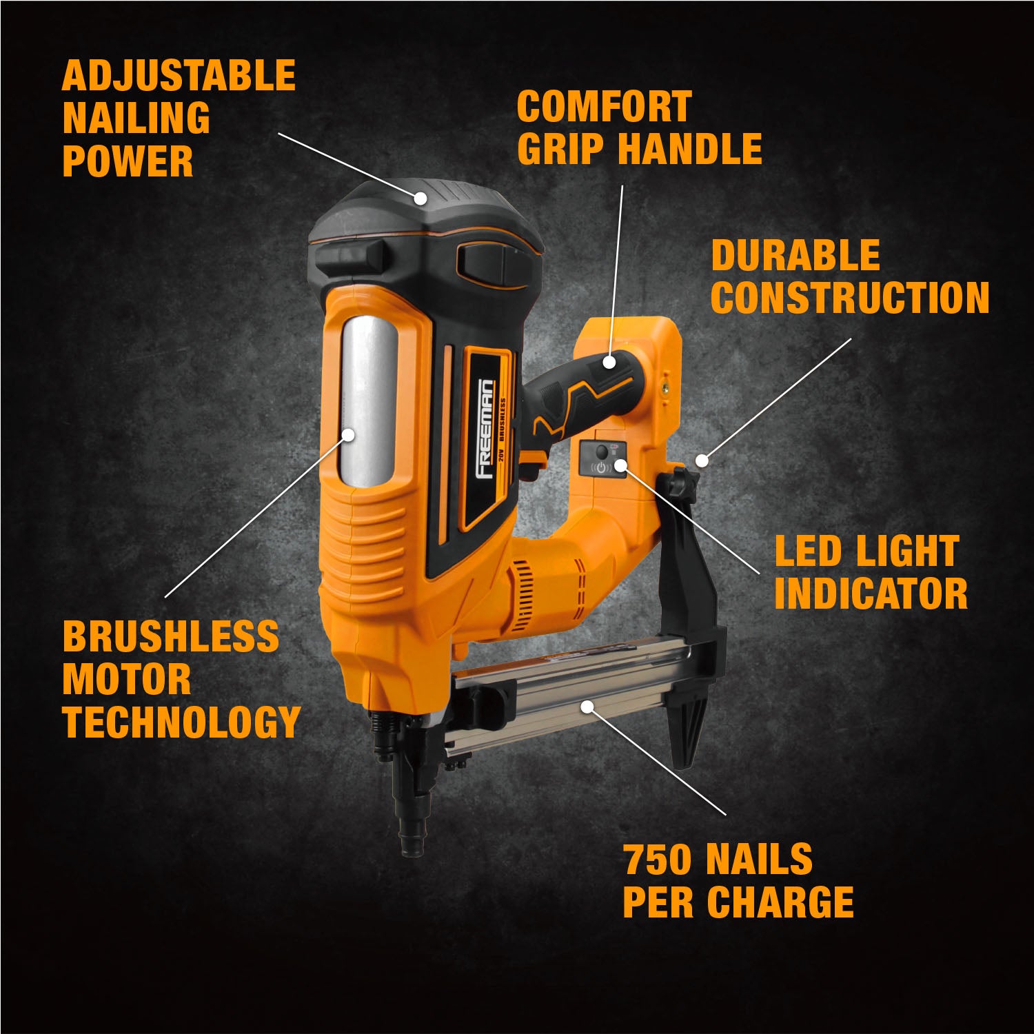 PE20VTCSPN40 20 Volt Cordless and Brushless 1-1/2" Concrete Strip Pin Nailer (Tool Only)